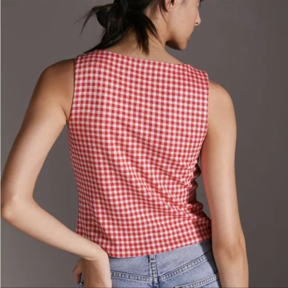 Anthropologie Eva Franco Gingham Bow Top - Picture 5 of 11